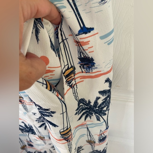 Nautical Palm Print Midi Dress with Pockets - Picture 5 of 6